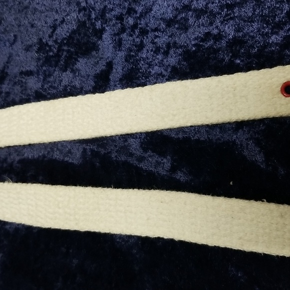 Vintage Astor Cloth Belt Cream with Red Leather Buckle 36" - Picture 9 of 13